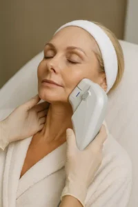 Woman receiving HIFU non surgical facelift treatment Leeds